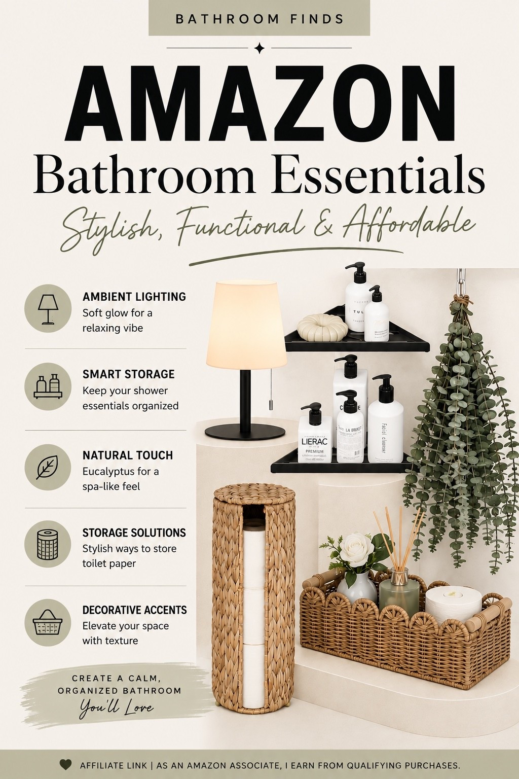 Bathroom Finds You’ll Wish You Bought Sooner ✨ Transform your bathroom into a cozy spa retreat without breaking the bank. 🤍 From ambient lighting and shower organization to eucalyptus accents and beautiful storage solutions, these Amazon finds make your space feel elevated, organized, and relaxing.

Which find are you adding to your cart first? 👇

#BathroomDecor #BathroomInspo #AmazonFinds #AmazonHome #HomeDecorIdeas #BathroomOrganization #BathroomMakeover #HomeStyling #InteriorInspo #CozyHome #NeutralHomeDecor #OrganizationIdeas #HomeEssentials #AffordableHomeDecor #BathroomRefresh #AmazonFavorites #DecorInspiration #PinterestInspired #HomeInspo #LTKHome