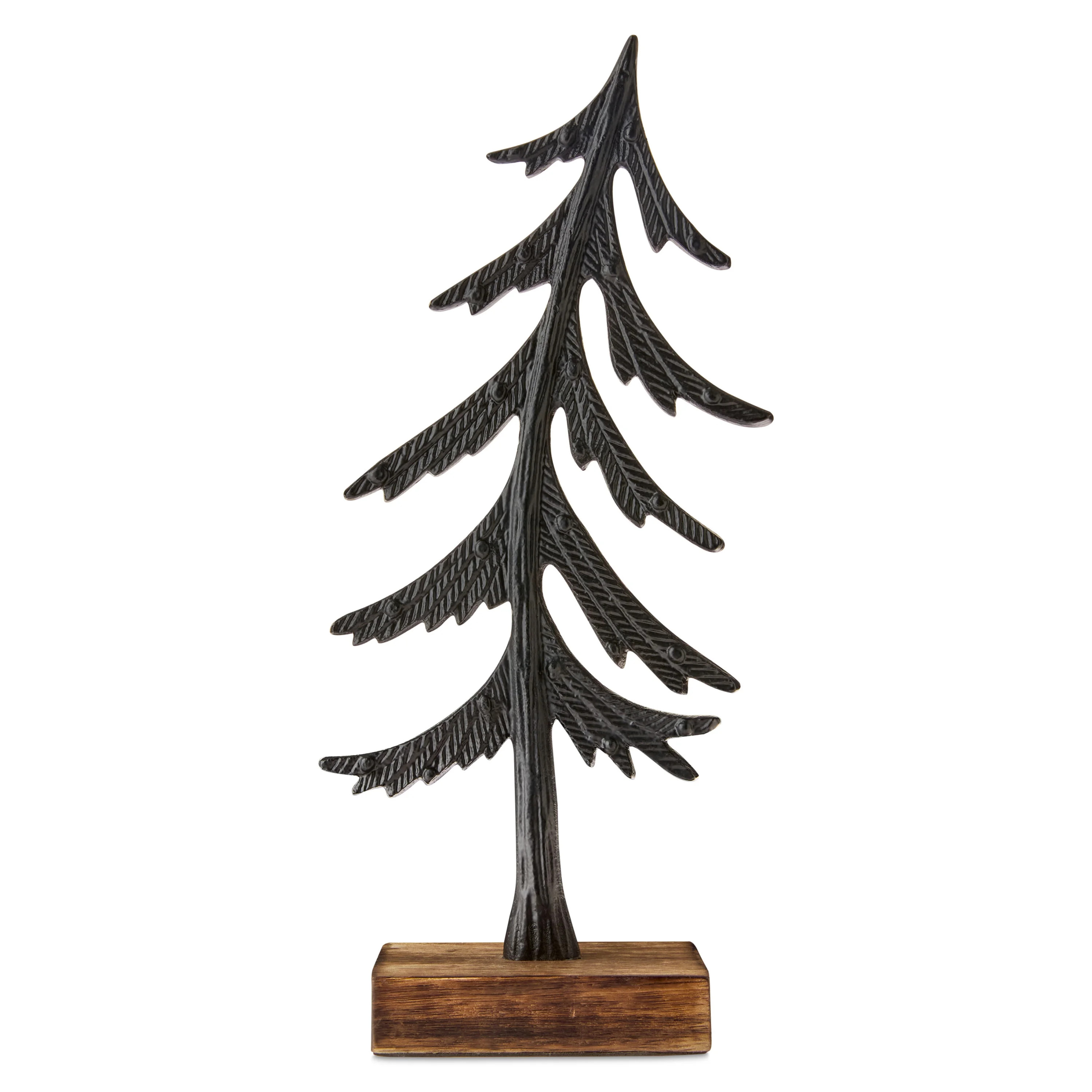 Large Metal and Wood Tilting Tree Christmas Tabletop Decoration, Black and Brown, 12.48", by Holi... | Walmart (US)