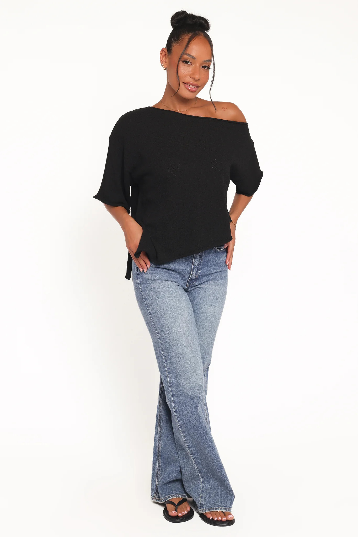 Ardena Boucle Knit Top - Black | Petal & Pup (US)