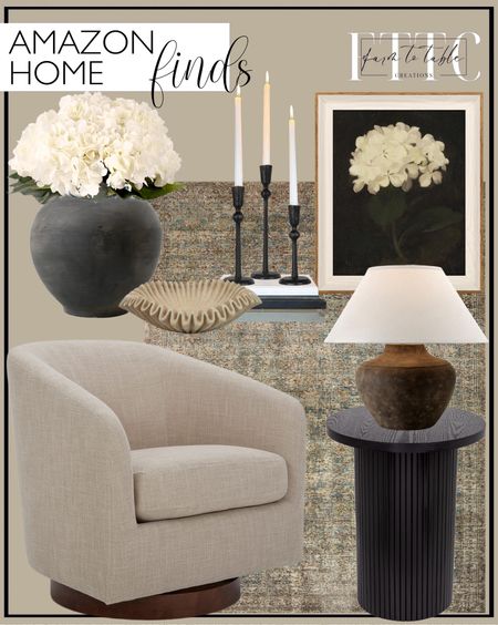 Amazon Home Finds.  Follow @farmtotablecreations on Instagram for more inspiration.

Loloi Amber Lewis x Morgan Sea/Sage 7'-3" x 9'-3" Area Rug. CHITA Swivel Accent Chair Armchair, Round Barrel Chairs in Performance Fabric for Living Room Bedroom, Flax Beige. Black Side Tables Living Room, Modern Drum End Table,
 - Living Room Furniture. InSimSea Framed Wall Art Decoration Canvas Wall Art Room Decor, White Hydrangea Oil Painting Canvas Prints. Troy Lighting Calabria - 20.5 Inch Table Lamp with Shade. Artissance Earthy Gray Small Pottery Apple-Shaped Pot. Kimura's Cabin 6pcs Fake White Flowers Artificial Silk Hydrangea. Yellow Sandstone Bowl Fruit Bowl Stone Bowl Decorative Bowl Decorative Trays Stone. ron Taper Candle Holder - Set of 3 Decorative Candle Stand, Candlestick Holder. Amazon Home. Amazon Decor. Affordable Home Finds. Living Room Decor. 



#LTKHome #LTKFindsUnder50 #LTKSaleAlert