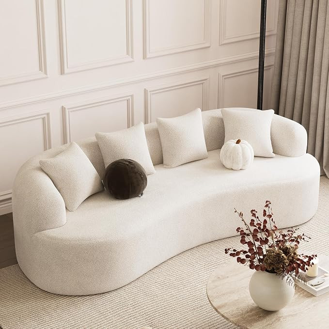 ONEMMLION 107" Modern Curved Sofas for Living Room, Cream White | Chenille Oversized Plush 4-Seat... | Amazon (US)