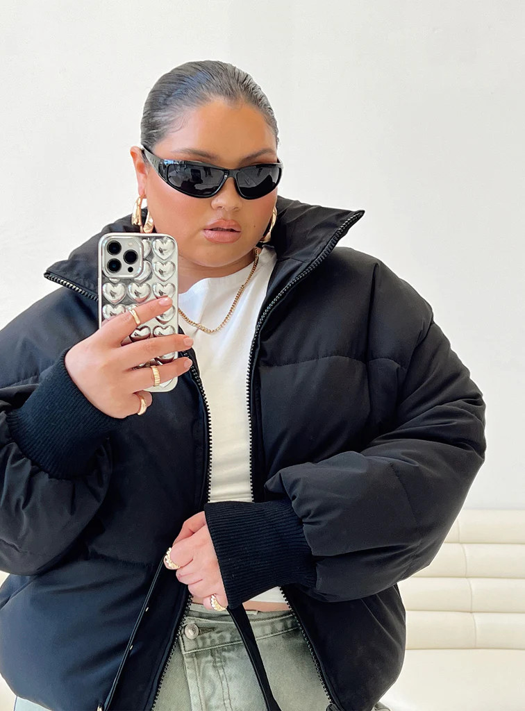 Abe Puffer Jacket Black Curve | Princess Polly US