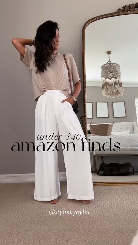Amazon find under $40! I'm just shy of 5-7" wearing the size XS amazon pants and small tee. Amazon find, trousers, StylinByAylin

#LTKfindsunder100 #LTKstyletip