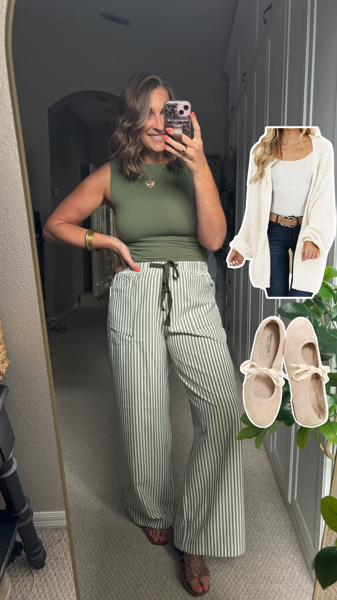 These striped pants are perfect for fall! Layer on a cream cardigan and swap the sandals for Mary Janes!🔗👇🏻

#LTKgrwm #LTKootd #LTKSeasonal