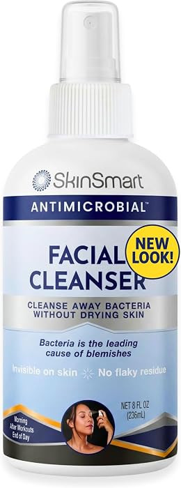 SkinSmart Facial Cleanser for Acne, Targets Bacteria for Active Teenage Athletes Post Workout and Adult Acne, 8 oz Spray Bottle, Safe for Multiple Daily Uses | Amazon (US)
