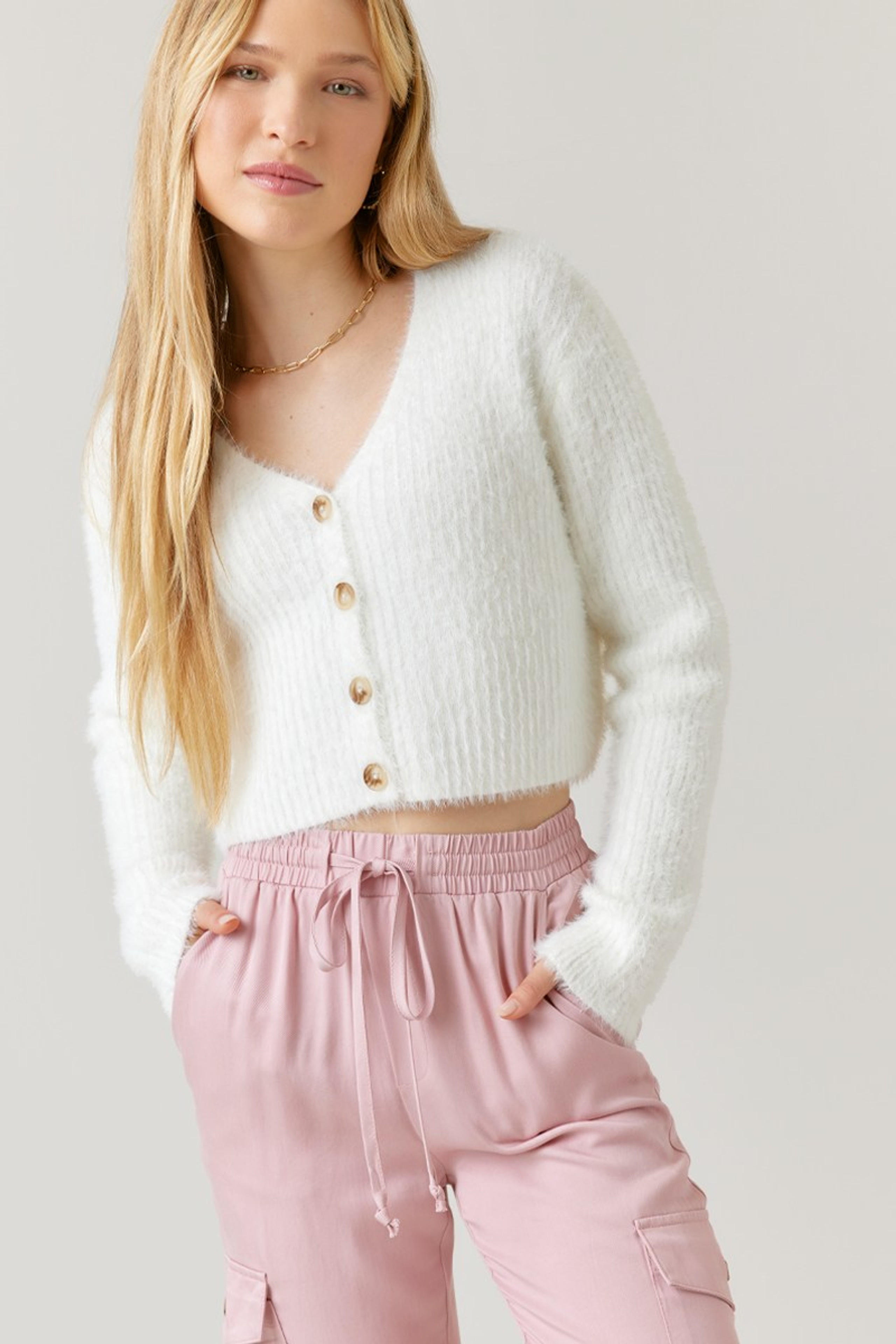 Talia Cropped Fuzzy Cardigan | Francesca's