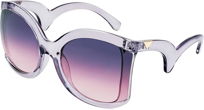 FEISEDY Oversized Square Butterfly Sunglasses Curved Curly Arm Frame Women's Fashion Shades B4035 | Amazon (US)