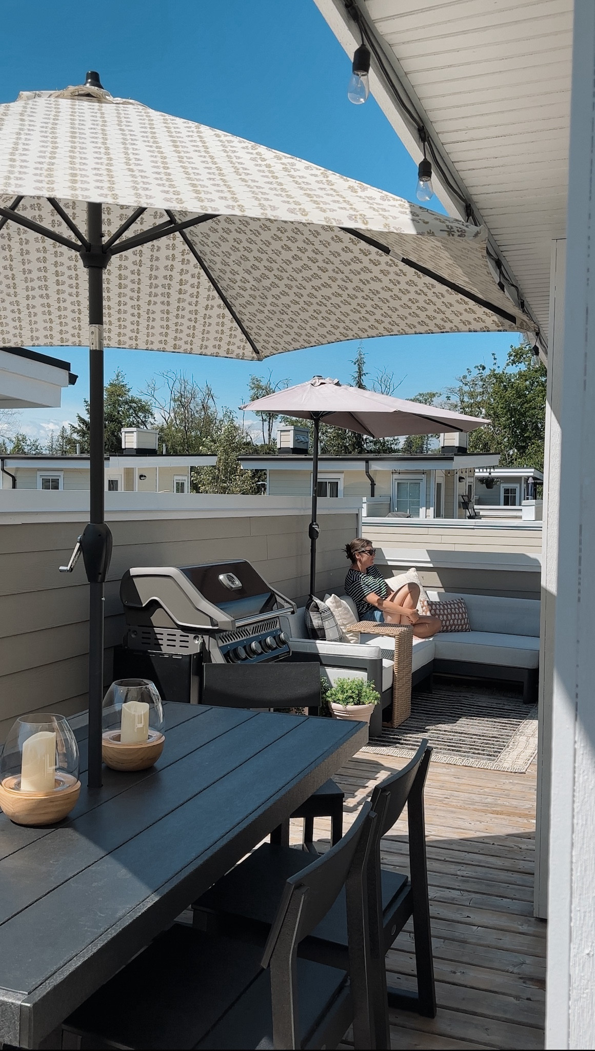 Small patio inspiration! Here’s a look inside (outside?) our small but mighty rooftop patio (also known as our backyard). We live in a townhouse and are really limited on space, so we have to maximize the space we have. We used a half patio umbrella for extra shade, invested in a really good quality polywood outdoor dining table set (SO worth it), I created some faux planters, and I found the best modern organic outdoor rug. It all comes together to create the patio space of my dreams. ❤️

#LTKSeasonal #LTKSummerSales #LTKHome