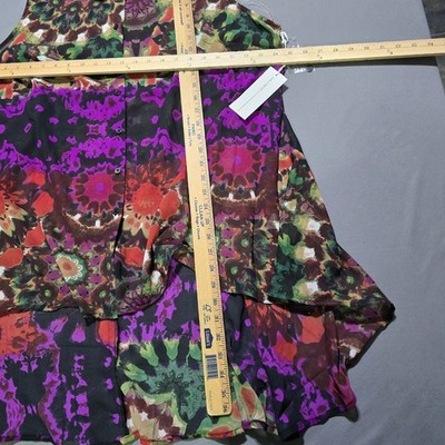 new Live 4 Truth Sleeveless Tunic Womens 2X Multicolor sheer High Low Button | eBay US