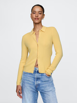 CashSoft Rib Polo Cardigan | Gap (US)