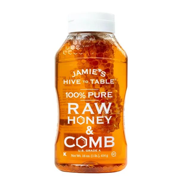 Jamies Hive To Table 100% Raw Honey &amp; Comb, Pure Honey, 16 oz Bottle - Walmart.com | Walmart (US)