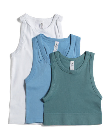 3pk Seamless Rib Tricolor Trio Tanks | TJ Maxx