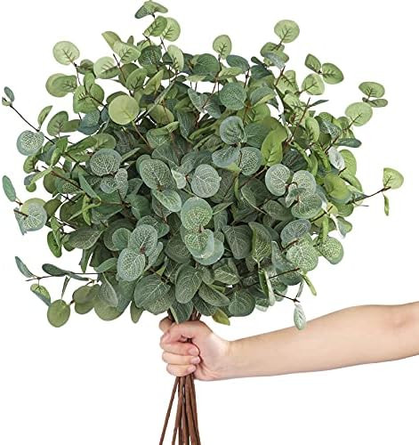 Miracliy 12 PCS Artificial Eucalyptus Stems Eucalyptus Leaves Branches Greenery Stems Bulk for Home  | Amazon (US)