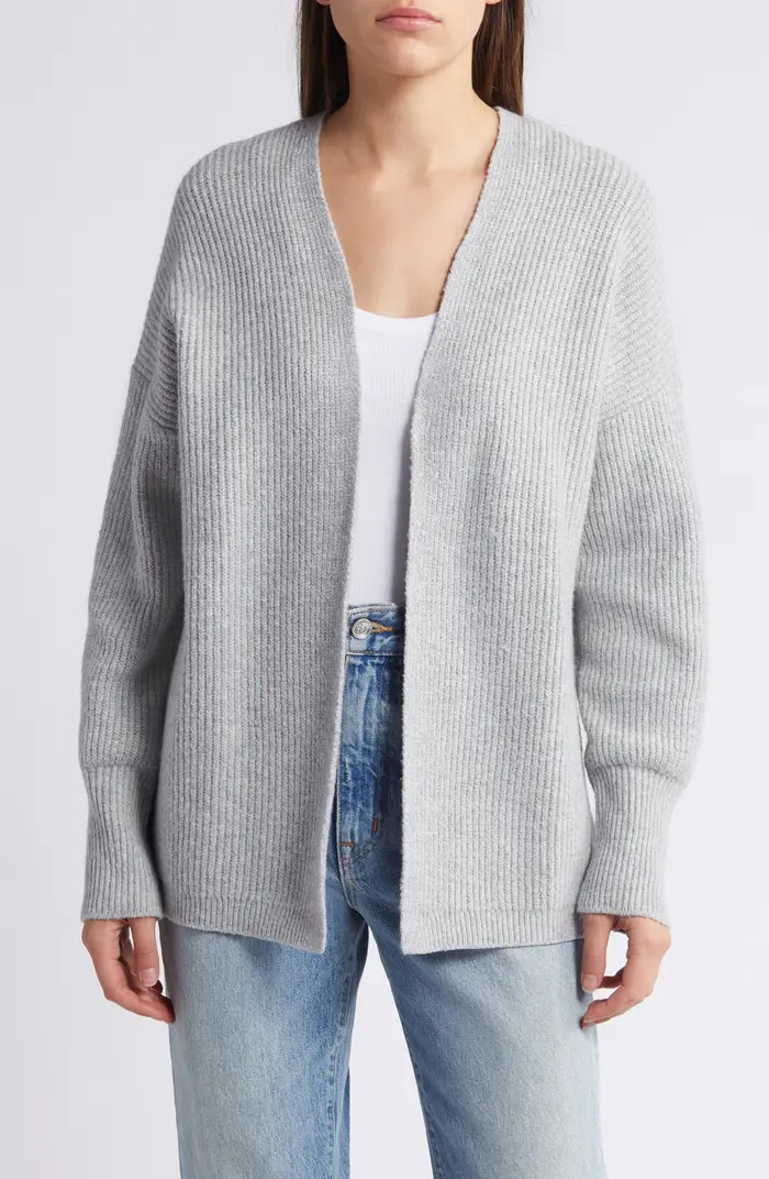 Rib Bishop Sleeve Cardigan | Nordstrom