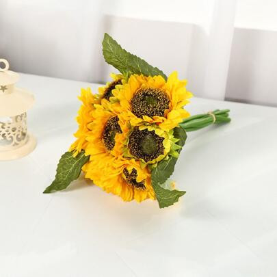 Sunflowers Artificial Flowers Bouquet For Home Decoration Wedding Decor Silk Bride Holding Floral Decors For Wedding Decoration, Valentine'S Day Decor | SHEIN