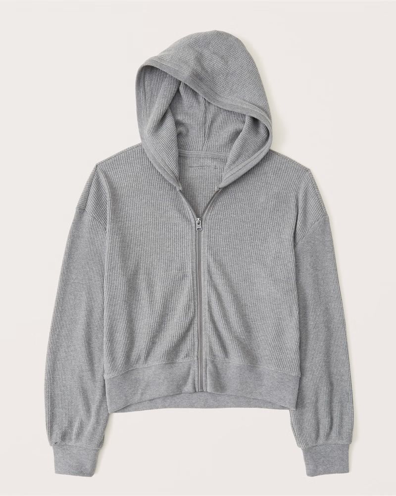 Waffle Full-Zip Hoodie | Abercrombie & Fitch (US)