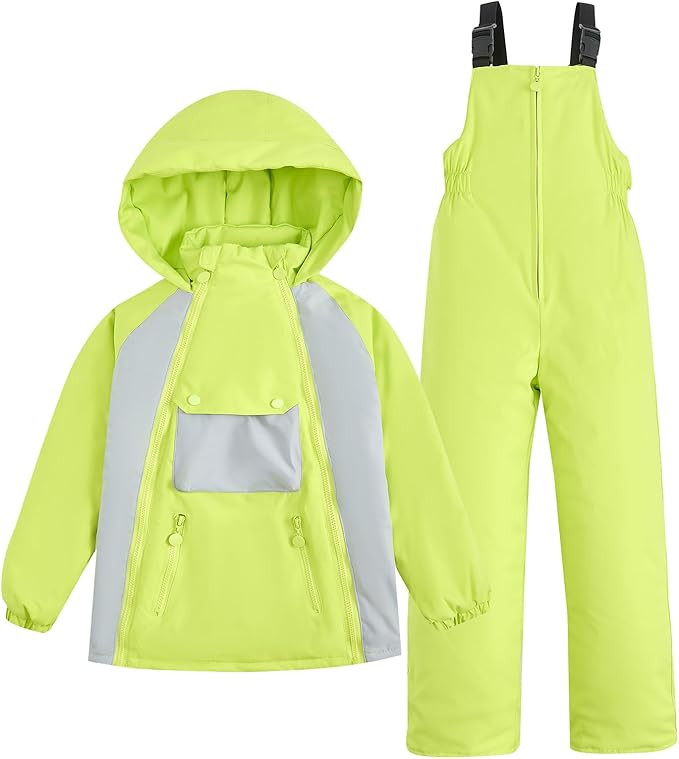 JiAmy Kids 2 Piece Snowsuit Set Winter Hooded Puffer Jacket & Snow Bib Pants Ultralight Outfit Bo... | Amazon (US)