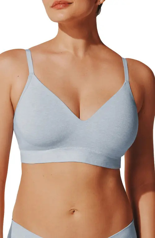 ThirdLove Seamless Stretch Cotton Blend Wireless Bra in Topaz Heather at Nordstrom, Size X-Large | Nordstrom