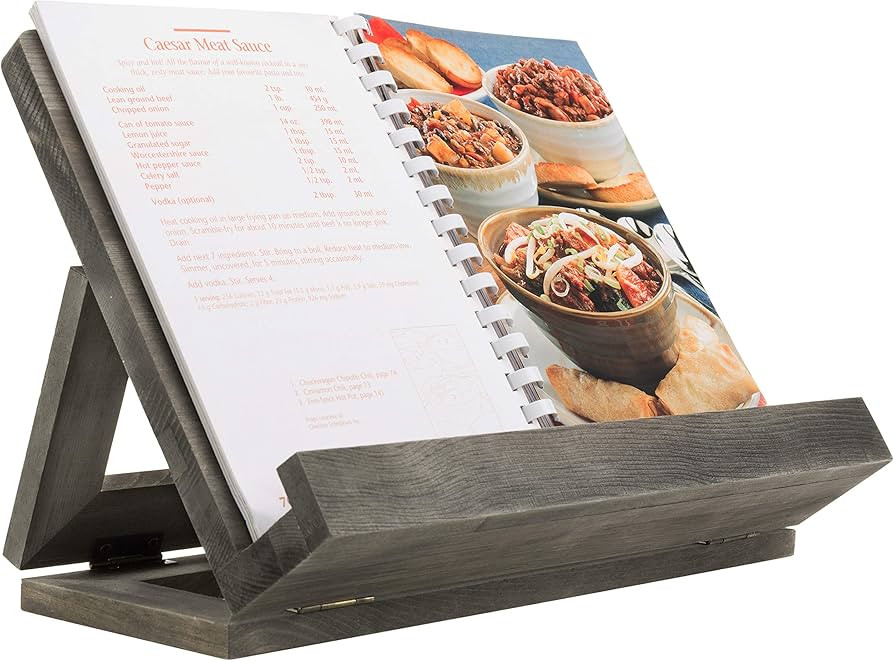 MyGift Vintage Gray Wood Folding Cookbook Stand - Reading Book Recipe Binder Tablet Laptop Holder | Amazon (US)