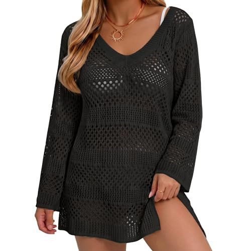 CoCozy Swimsuit Coverup for Women, Crochet Beach Swimwear Cover Up, Black2 | Amazon (US)