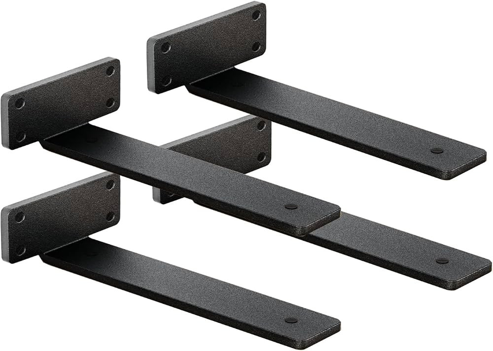 4 Pack Shelf Brackets 14 Inch Floating Shelf Bracket 1/5 inch Thick Heavy Duty Hidden Shelf Brack... | Amazon (US)