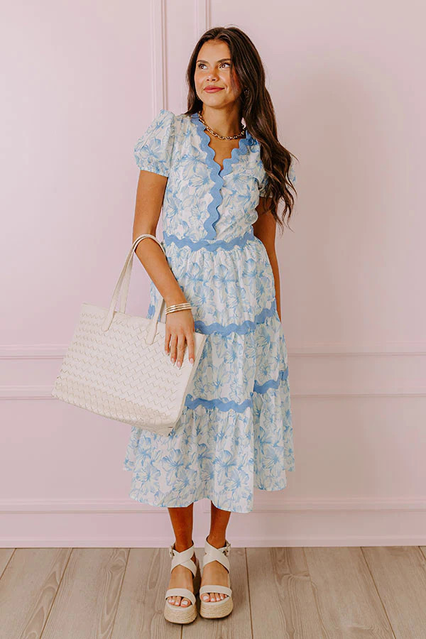 Garden Party Ready Floral Midi in Sky Blue • Impressions Online Boutique | Impressions Online Boutique