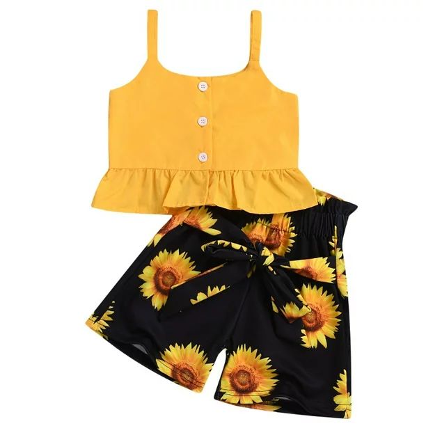 Canis Baby Girls Clothes Crop Tops Sunflower Shorts Pants Outfits | Walmart (US)