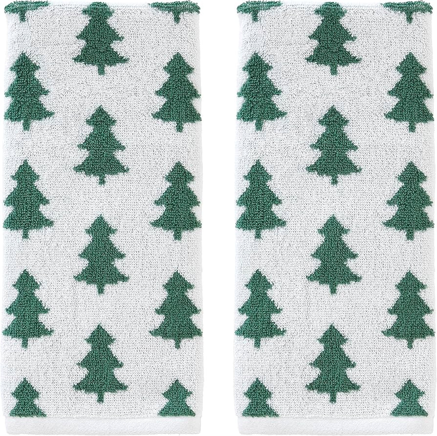SKL Home Fall/Winter/Christmas Holiday Trees Hand Towel 2pc Set for Bath/Kitchen/Bar & Gift, Gree... | Amazon (US)