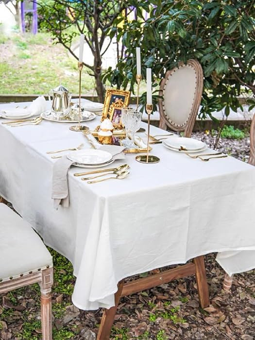 Off White Tablecloth, 100% Cotton Fabric Table Cloth for Festival Picnic Wedding Party and DIY Dy... | Amazon (US)