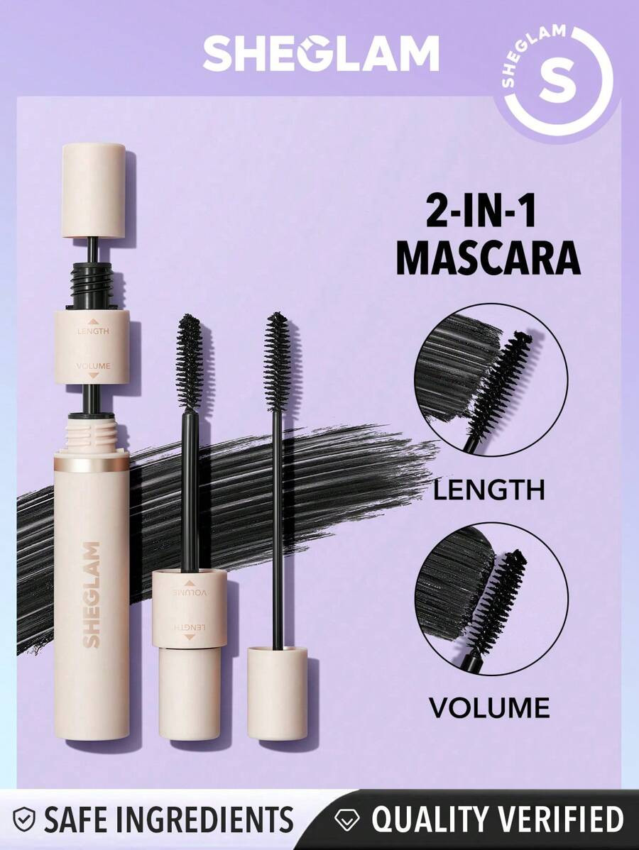 SHEGLAM Lash Besties 2-In-1 Mascara Volumizing Double Head Brush Easy To Remove No Smudge Long-La... | SHEIN