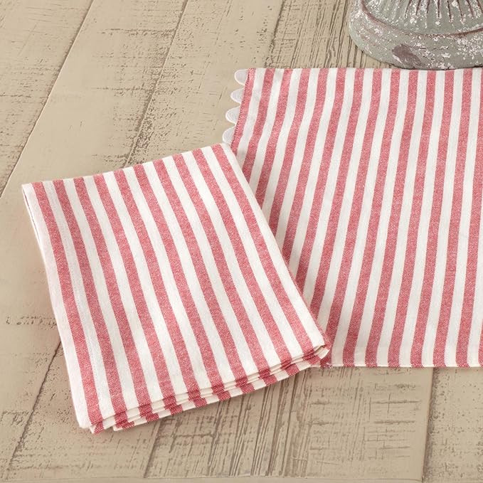 Piper Classics Farmhouse Ticking Stripe Red Napkin, Set of 4, 18x18 | Amazon (US)