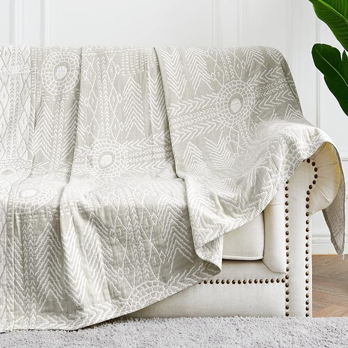 jinchan Boho 100% Cotton Blanket Fall Muslin Lightweight Twin Reversible Throw Blanket for Couch ... | Amazon (US)