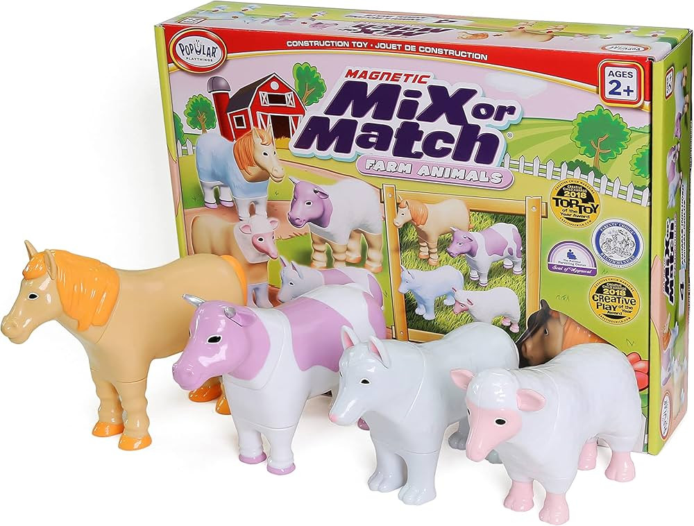 POPULAR PLAYTHINGS Magnetic Mix or Match Farm Animals, Pastel | Amazon (US)
