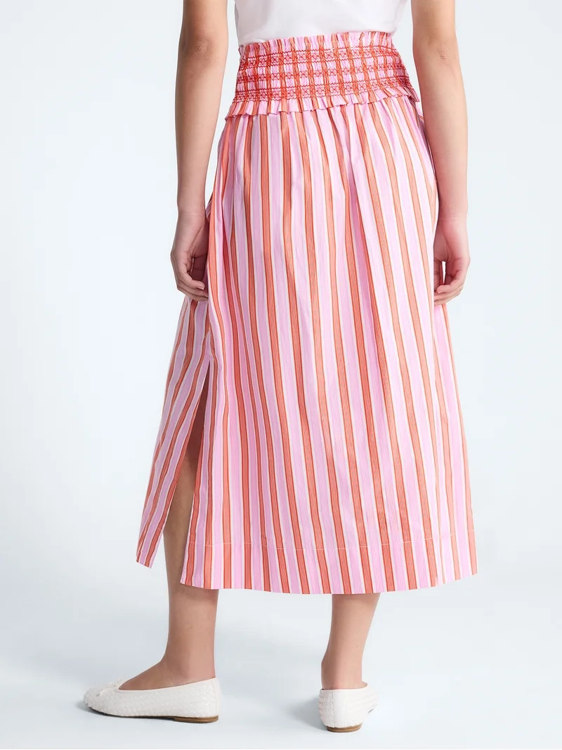 Free Assembly Women's and Women's Plus Striped Cotton Maxi Skirt with Smocked Waist, Sizes XS-4X | Walmart (US)