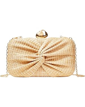 Straw Clutch Purses for Women Hand-Woven Handbag Summer Beach Bag Wicker Clutch with Crossbody Ba... | Amazon (US)