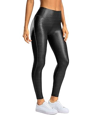 SANTINY Women's Faux Leather Leggings 24''/26''/28''-High Waisted Stretch Leather Pants Pleather ... | Amazon (US)
