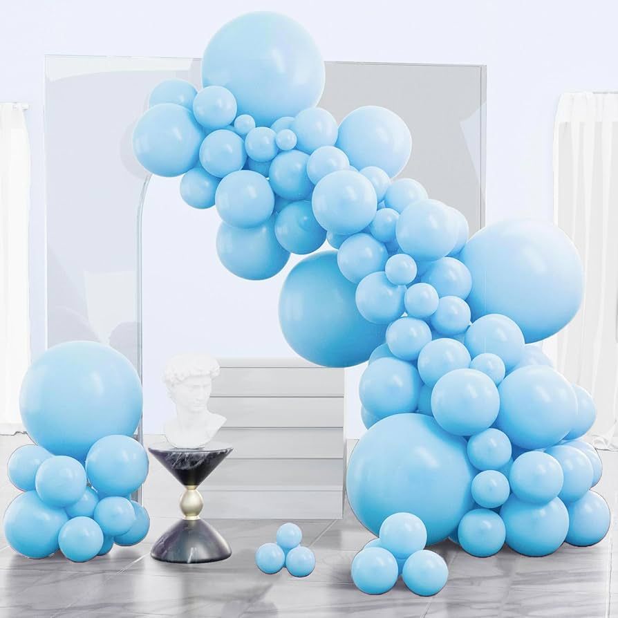 PartyWoo Light Blue Balloons, 140 pcs Matte Blue Balloons Different Sizes Pack of 18 Inch 12 Inch... | Amazon (US)