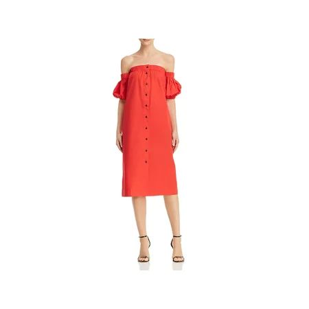 S/W/F Womens Park Off-The-Shoulder Knee-Length Shirtdress Red XS | Walmart (US)
