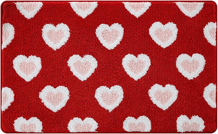 Valentines Day Bathroom Rug 16x24 Inch, Soft and Absorbent Tufted Love Heart Bath Mat Non Slip Wa... | Amazon (US)