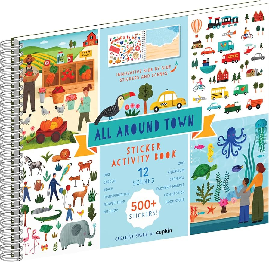 Sticker Book for Kids 2-4 (500+ Kids Stickers) - All Around Town by Cupkin - 12 Coloring Pages, 1... | Amazon (US)