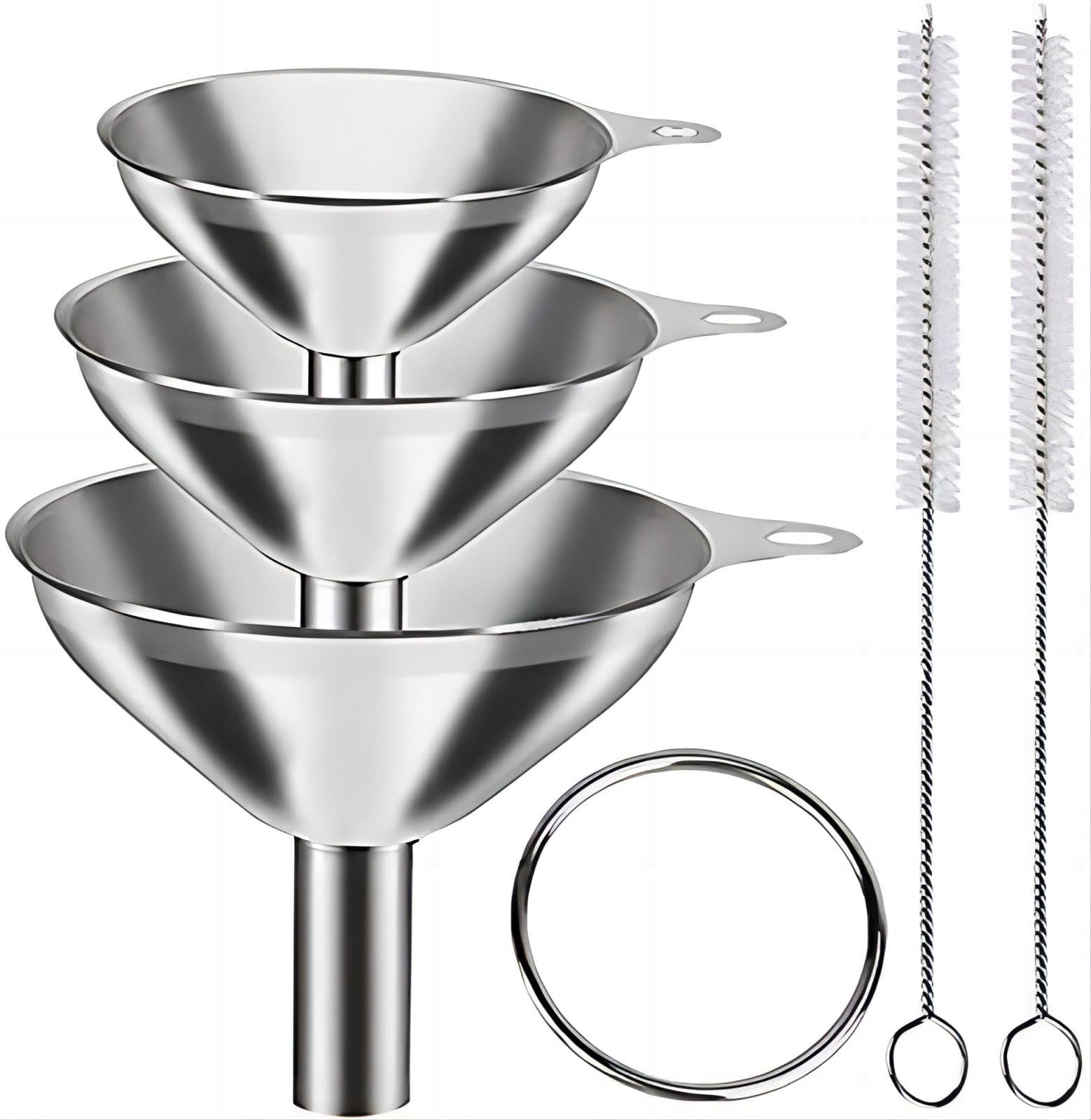 3 in 1 Metal Small Funnels for Filling Bottles Stainless Steel Small Kitchen Funnel Set for Trans... | Amazon (US)