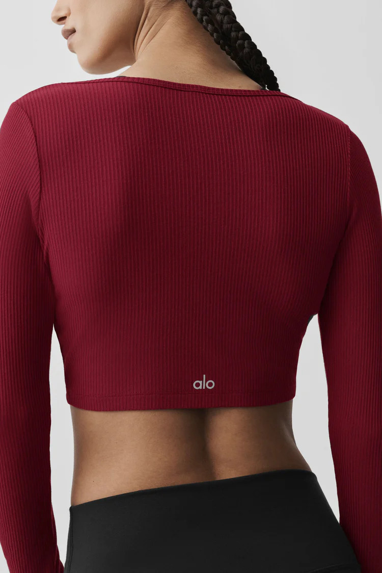 Ribbed Cropped Whisper Cardigan | Alo Yoga