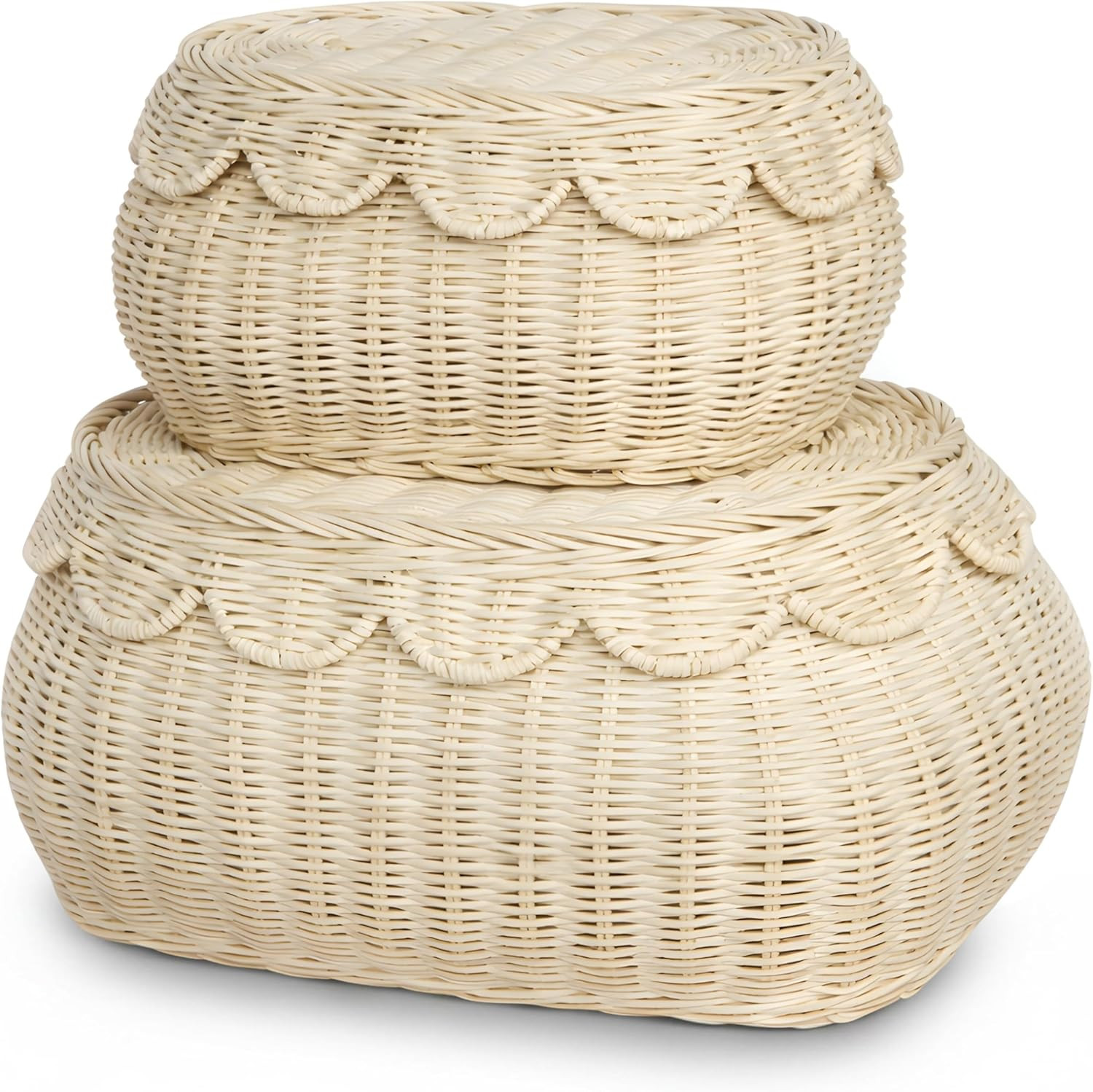 Amazon.com: BEBE BASK The Original Scalloped Basket Set Of 2 – Small Scallop Basket - 15 x 11 x... | Amazon (US)