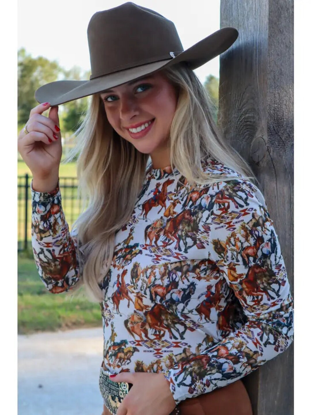 Buckaroo Long Sleeve Mesh Top - Etsy | Etsy (US)