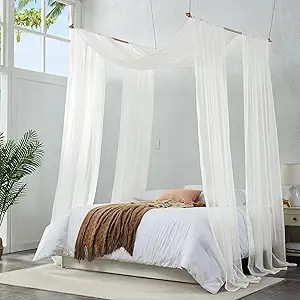 Warm Home Designs Set of 2 Light Beige Canopy Bed Curtains in 55 x 216 Inch Size. 2 Queen Bed Can... | Amazon (US)