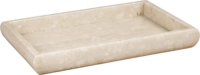 Creative Home Deluxe Genuine Marble Stone 12" L x 8" W Vanity Tray, Guest Towel Tray | Amazon (US)