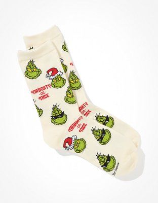 AE Grinch Crew Socks | American Eagle Outfitters (US & CA)