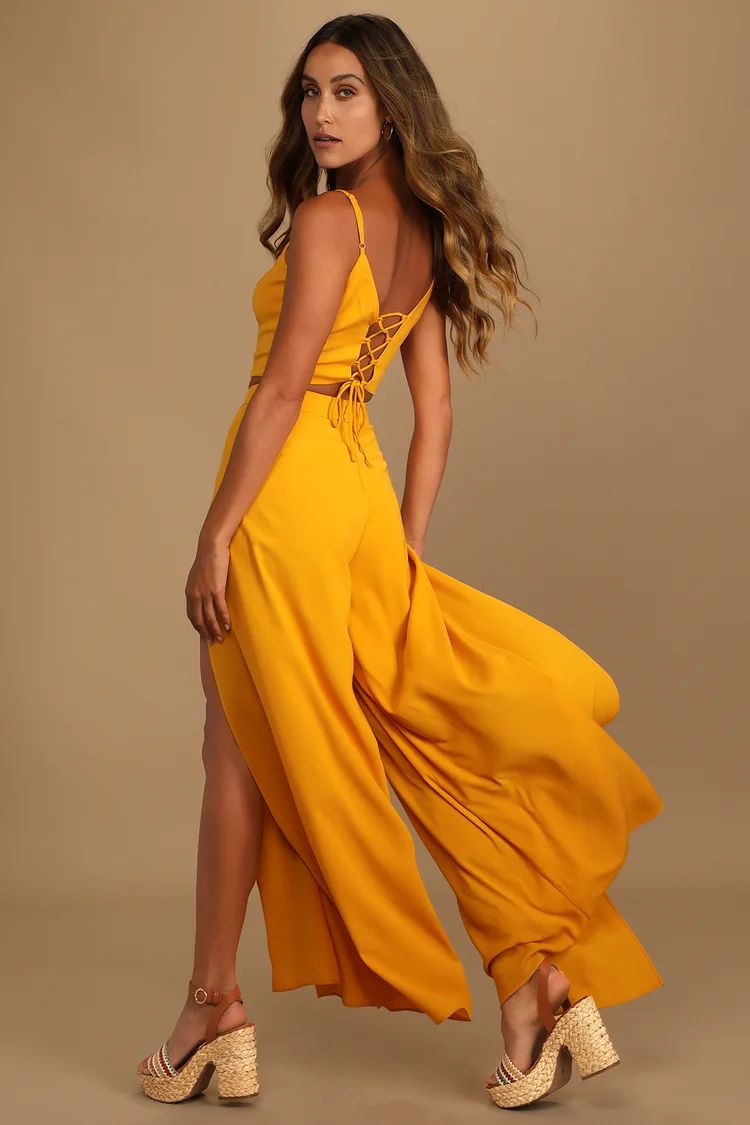 Out Tonight Mustard Yellow Two-Piece Jumpsuit | Lulus