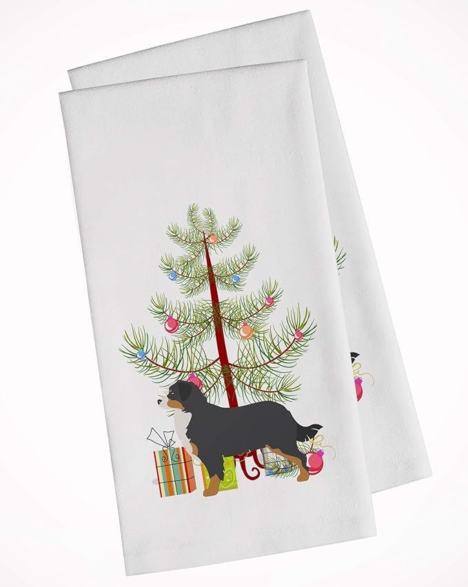 Caroline's Treasures BB2937WTKT Bernese Mountain Dog Merry Christmas Tree White Kitchen Towel Set... | Amazon (US)