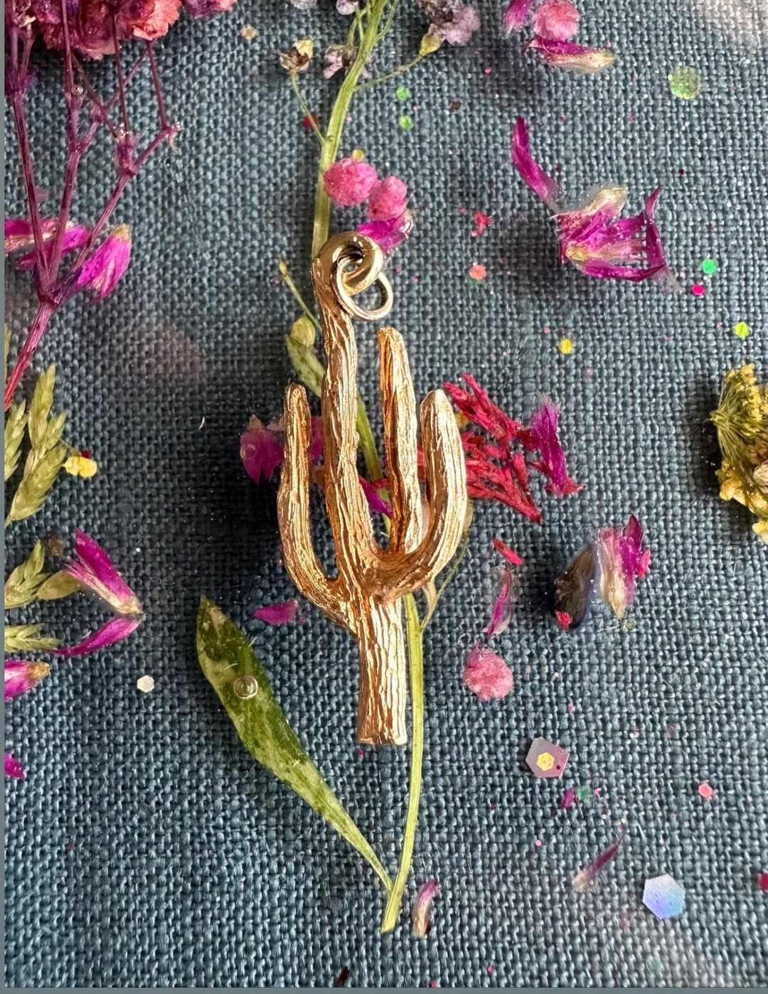 Vintage 14k Gold Saguaro Cactus Pendant Charm Arizona Cactus Desert Charm Indigenous Sacred Cactu... | Etsy ROW